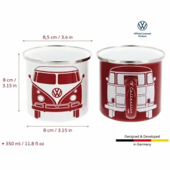 BRISA VW T1 BUS ENAMEL TASSE 2ER SET IN GESCHENKBOX - FRONT/WEISS - Becher