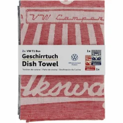 BRISA VW T1 BUS GESCHIRRTUCH 2ER SET – STRAHLEN/VINTAGE ROT & BLAU