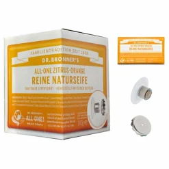 DR. BRONNER'S SET- MAGNETSEIFENHALTER PLUS STÜCKSEIFE ZITRONE-ORANGE - Outdoor Seife