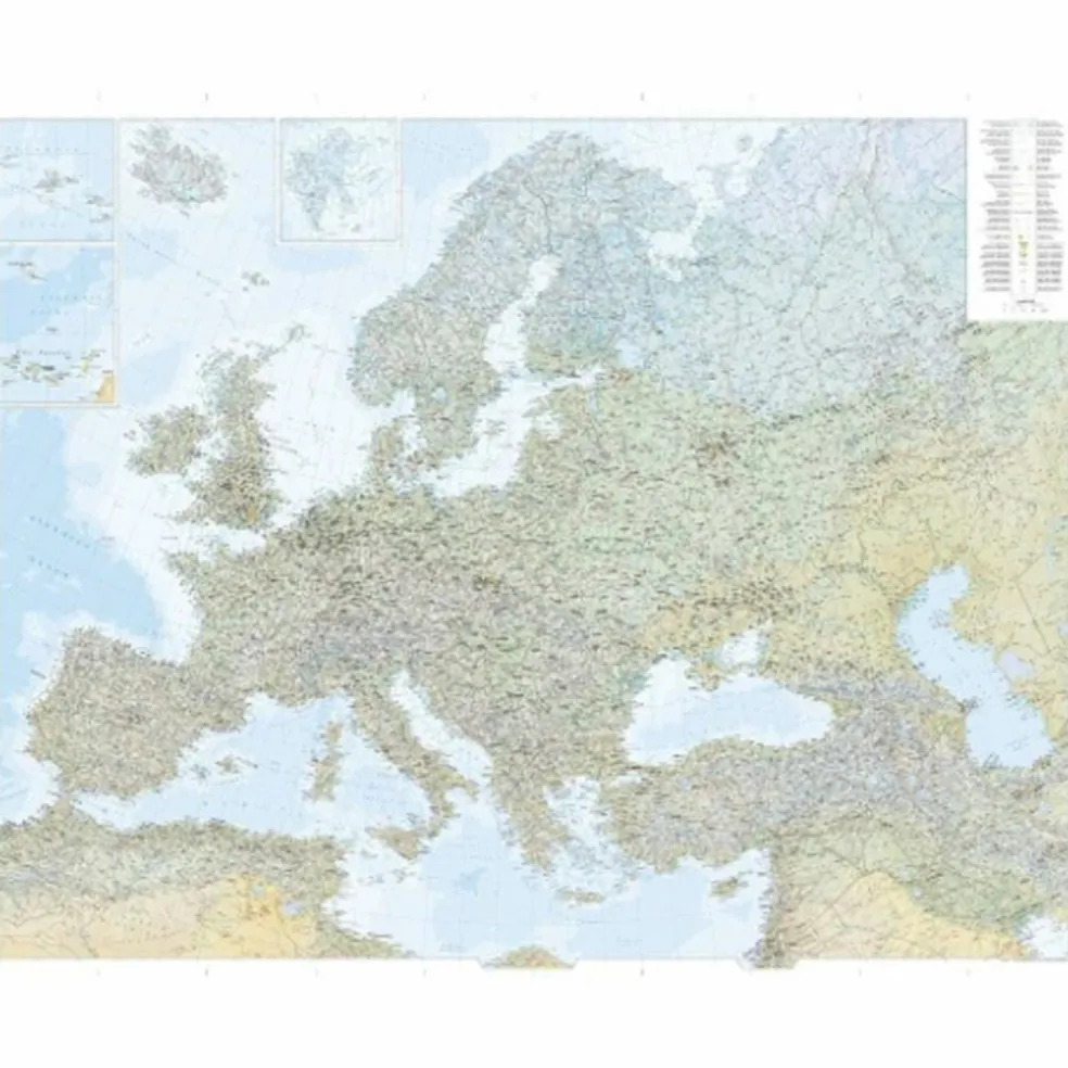 EUROPA PHYSIKALISCH POSTER 1:4,5 MIO. - Wand Karte
