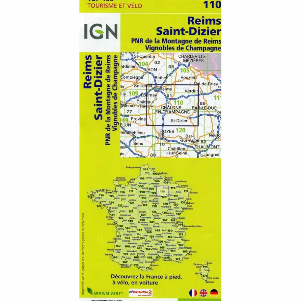 IGN 110 REIMS ST. DIZIER 1:100 000 - Karte