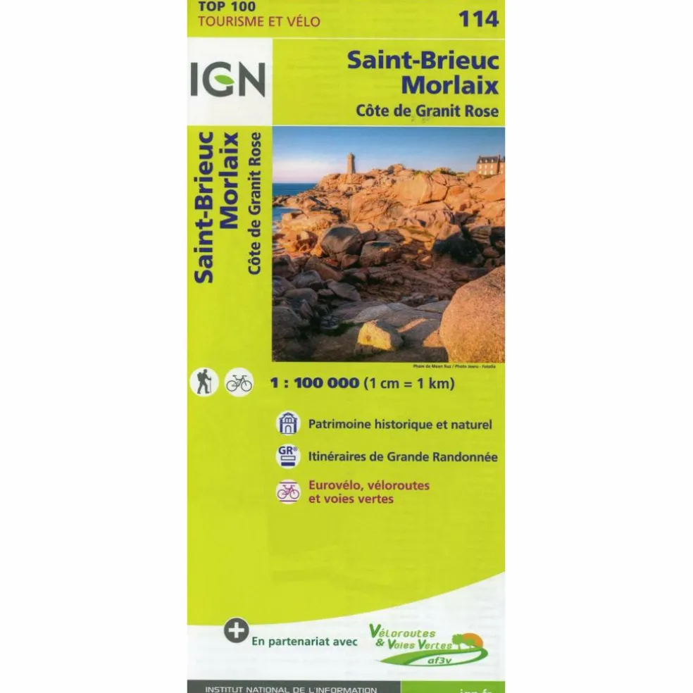 IGN 114 SAINT-BRIEUC MORLAIX 1:100 000 - Straßenkarte