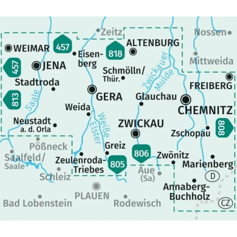 KOKA OSTTHÜRINGEN, ZWICKAU 1:50 000 - Wanderkarte