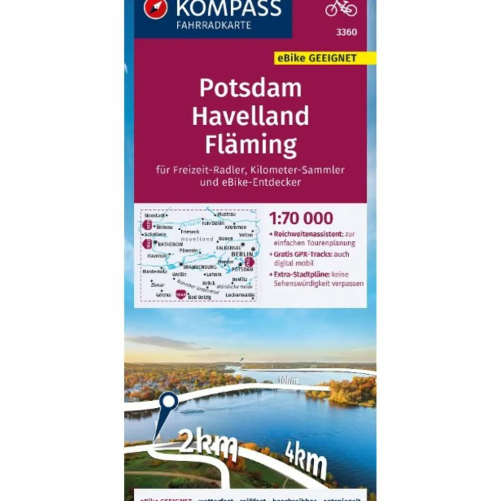 KOMPASS FAHRRADKARTE 3360 POTSDAM, HAVELLAND, FLÄMING