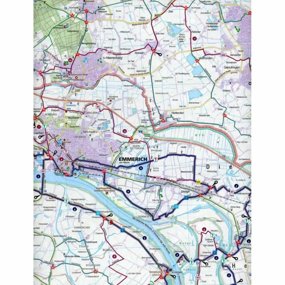 KOMPASS FAHRRADKARTE KREIS KLEVE MIT GELDERN, MOERS, VENLO 1 - Fahrradkarte