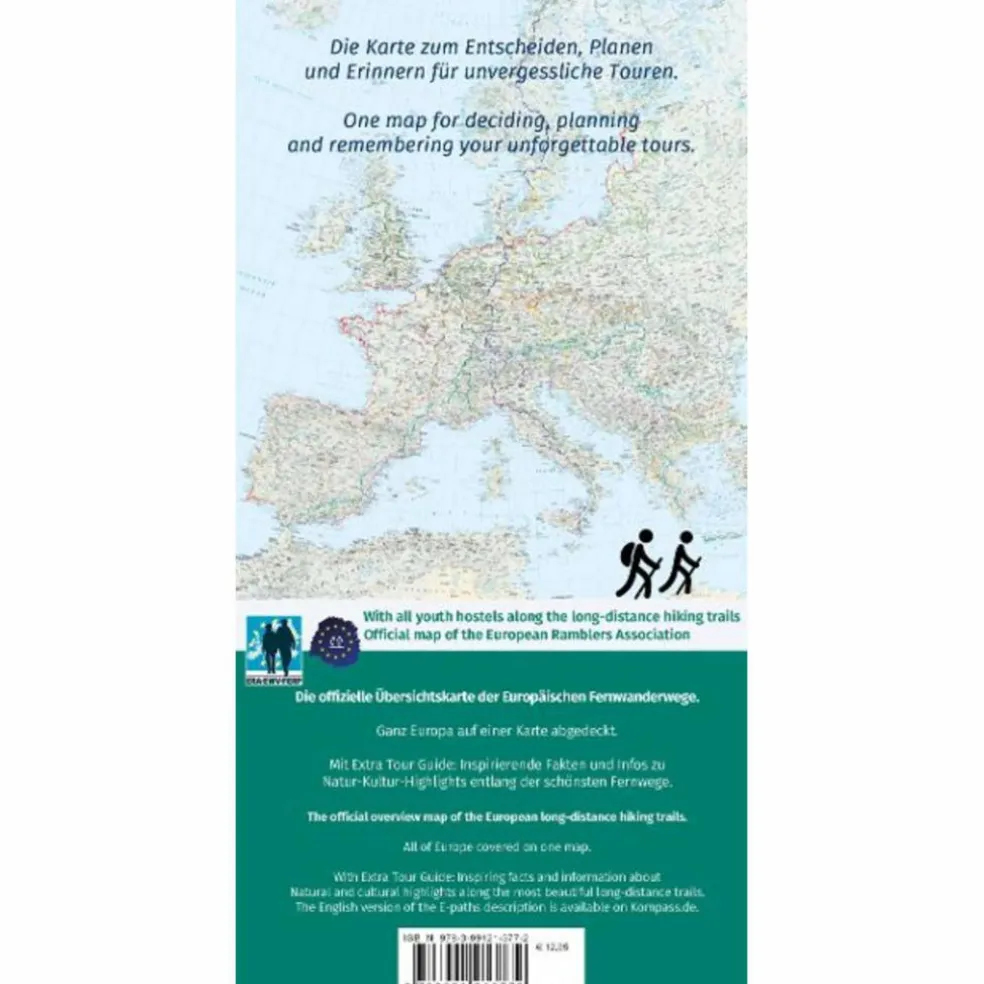KOMPASS FERNWEGEKARTE EUROPÄISCHE FERNWANDERWEGE