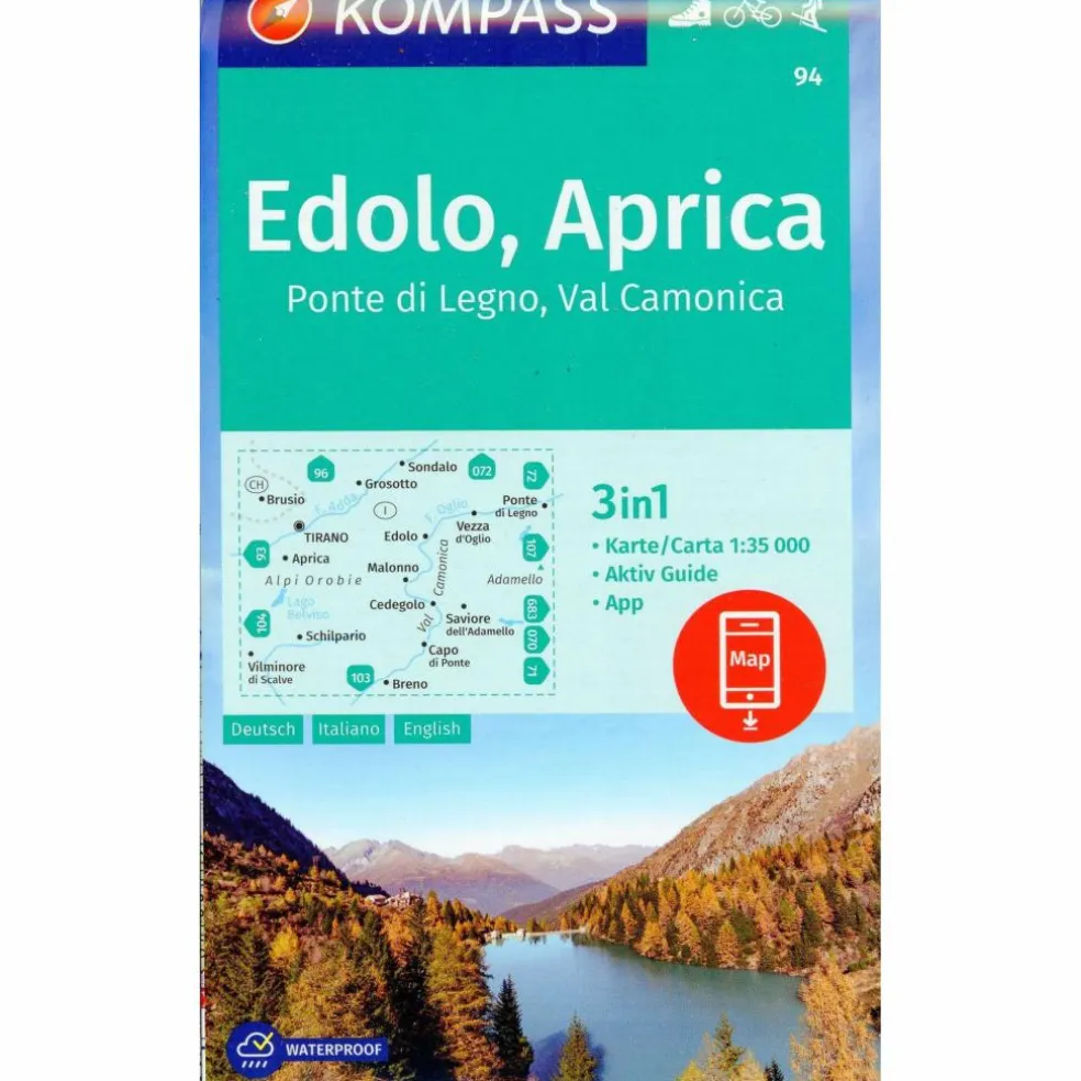 KOMPASS WANDERKARTE 94 EDOLO, APRICA, PONTE DI LEGNO