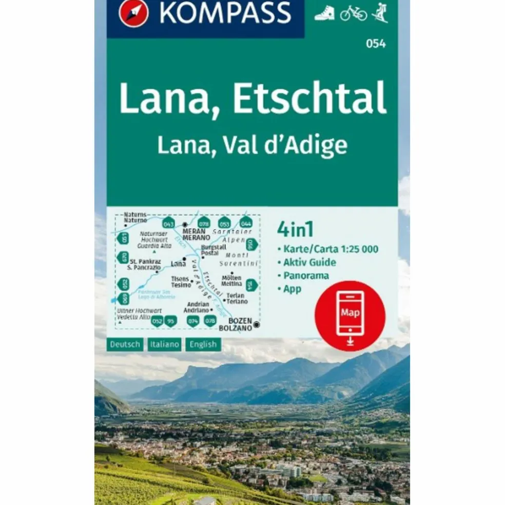 KOMPASS WANDERKARTE 054 LANA, ETSCHTAL