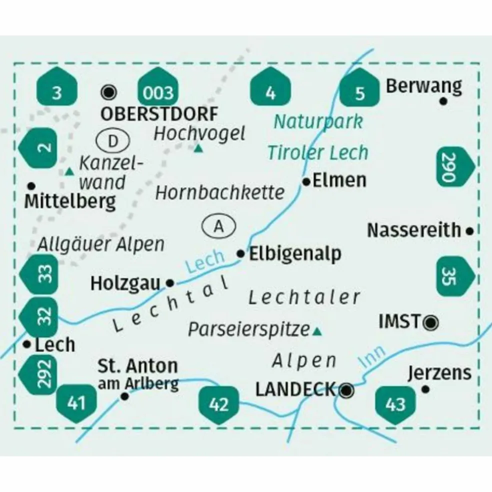 KOMPASS WANDERKARTE 24 LECHTALER ALPEN, HORNBACHKETTE
