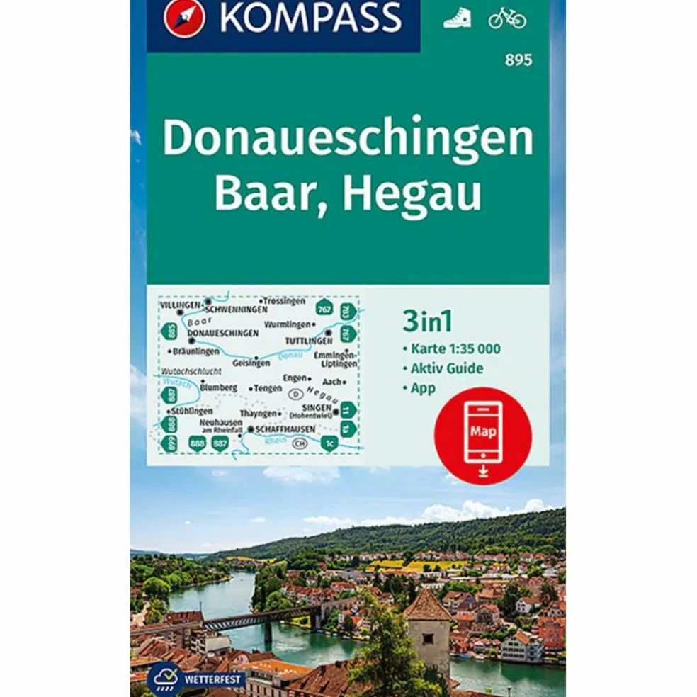 KOMPASS WANDERKARTE DONAUESCHINGEN, BAAR, HEGAU 1:35 000