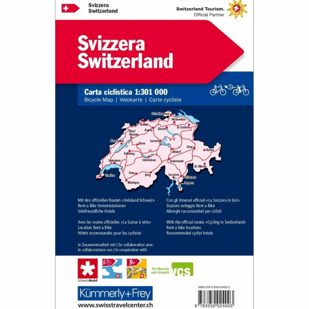KUF SCHWEIZ RADREISEKARTE 1 : 301 000 - Wanderkarte
