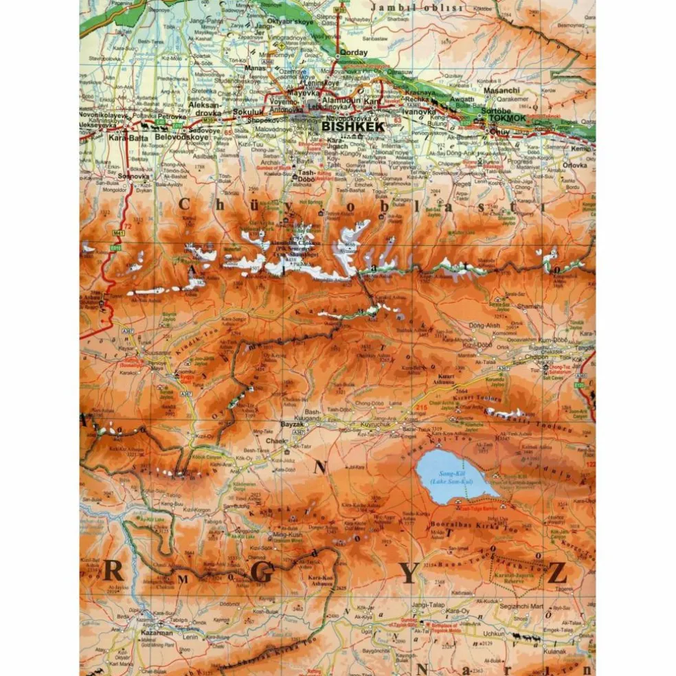 KYRGYZTAN GEOGRAPHICAL MAP 1 : 750 000 - Straßenkarte