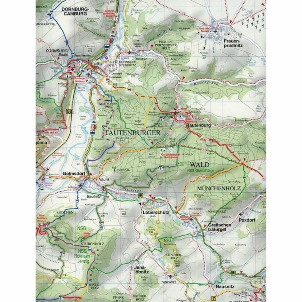 MITTLERES SAALETAL, JENA UND UMGEBUNG 1: - Wanderkarte