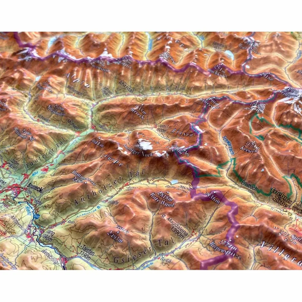 RELIEF TIROL 1:325.000 MIT NATURHOLZRAHMEN - Karte