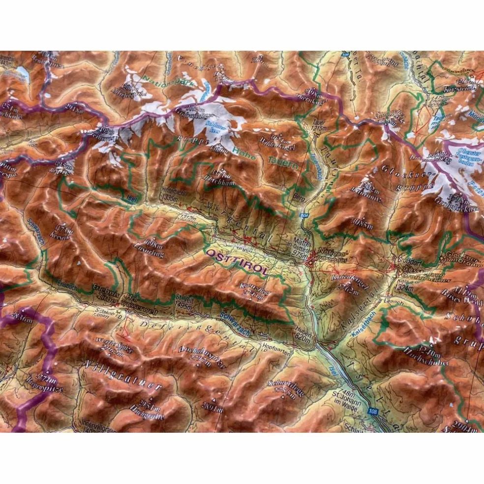 RELIEF TIROL 1:325.000 MIT NATURHOLZRAHMEN - Karte