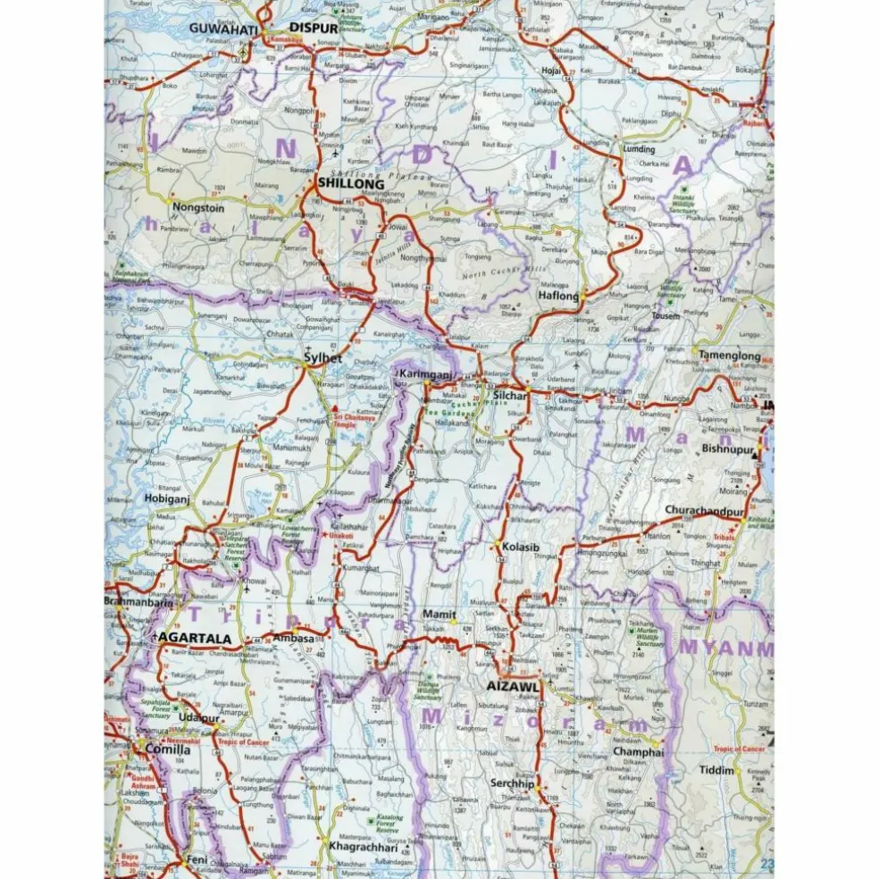 RKH WMP INDIEN, NORDOST 1 : 1.300.000 - Straßenkarte